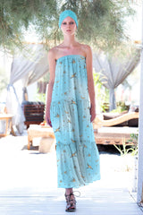 Blue Maxi Tiered Dress