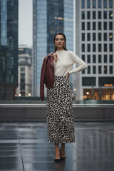 Animal Print Midi Skirt For Women