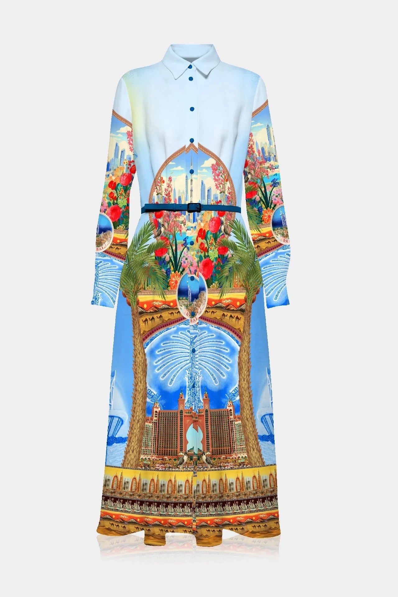Blue Midi Shirt Dress for Women