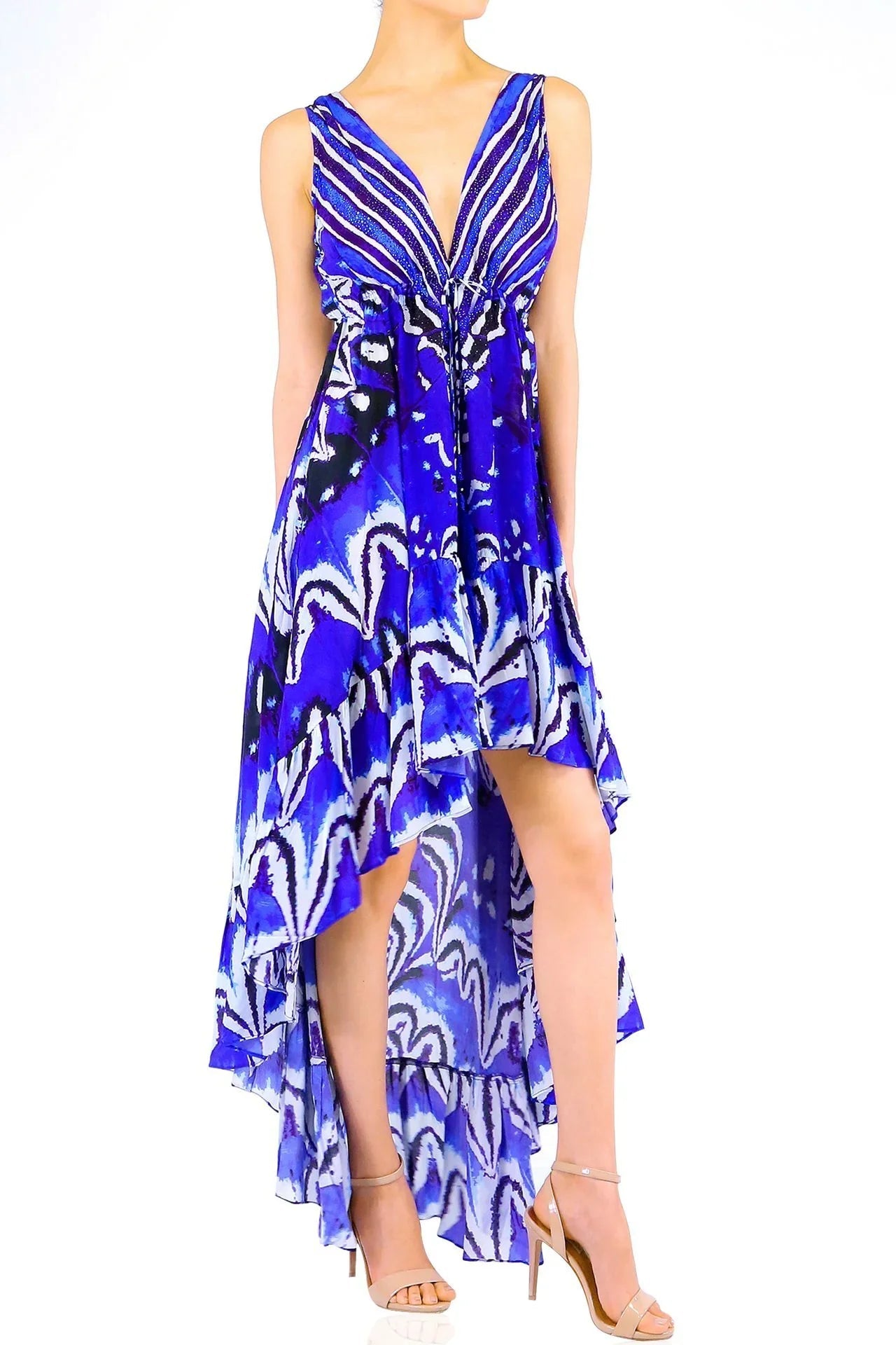 Azure High Low Ruffle Dress