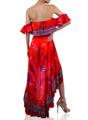 Adrenaline Red Off Shoulder Ruffle Dress