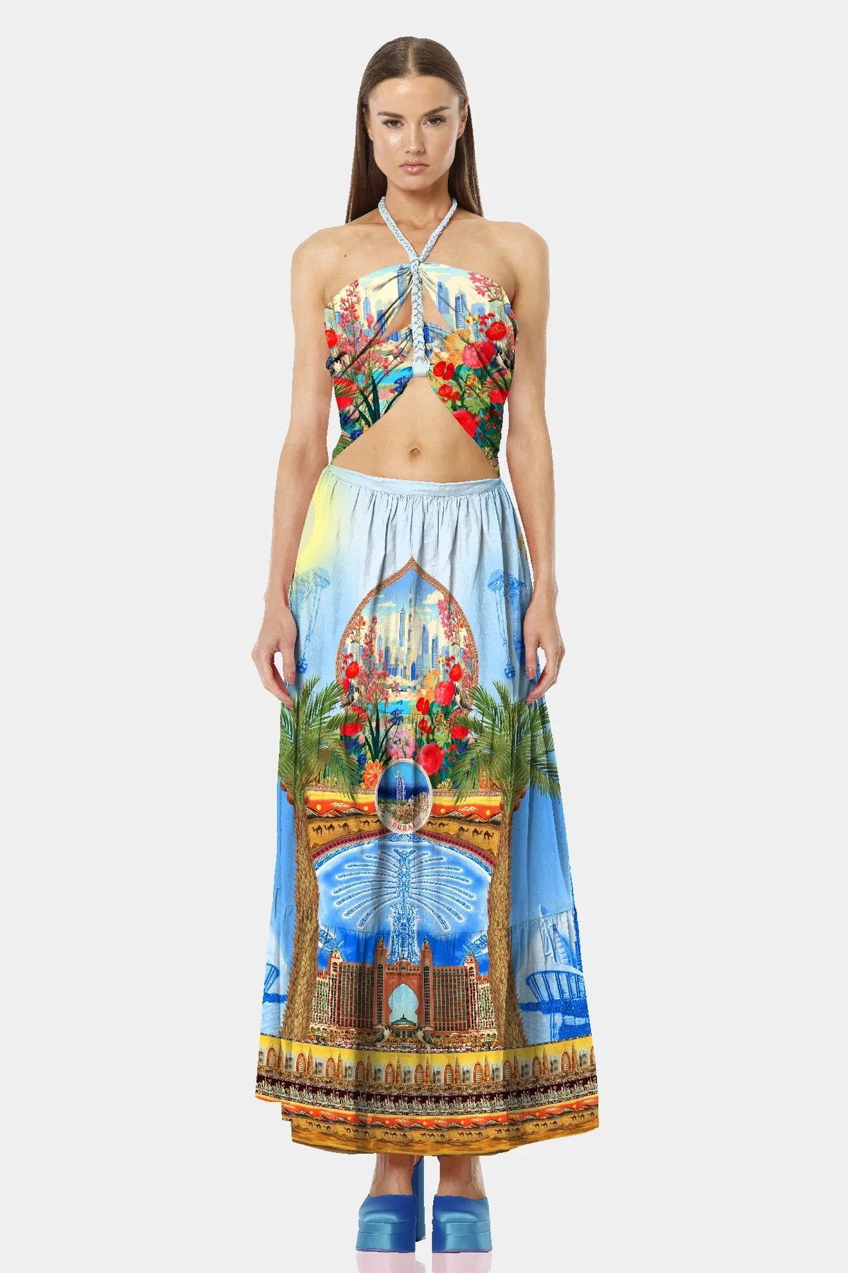Blue Tiered Maxi Dress for Women