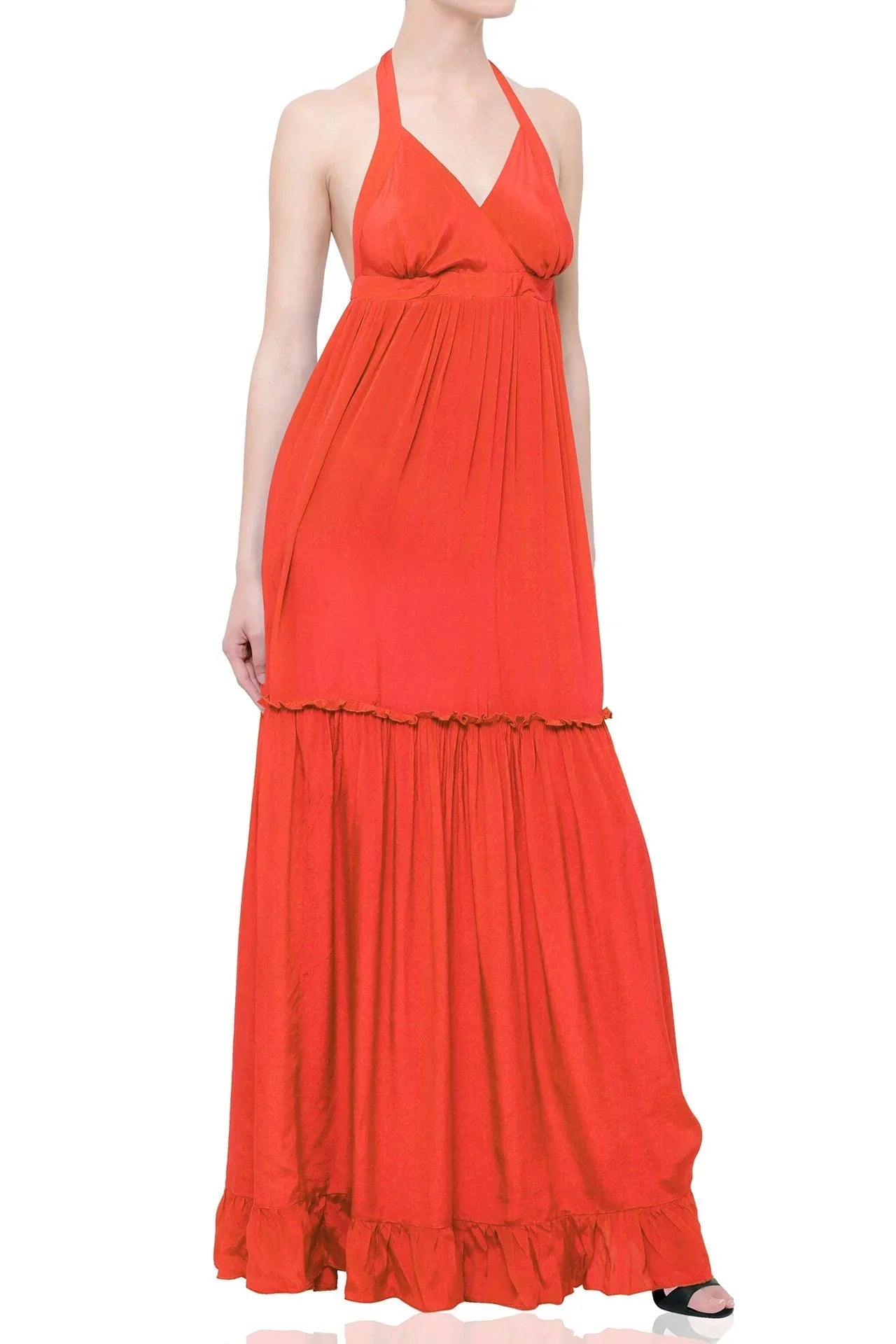 Backless Long Formal Orange Dress