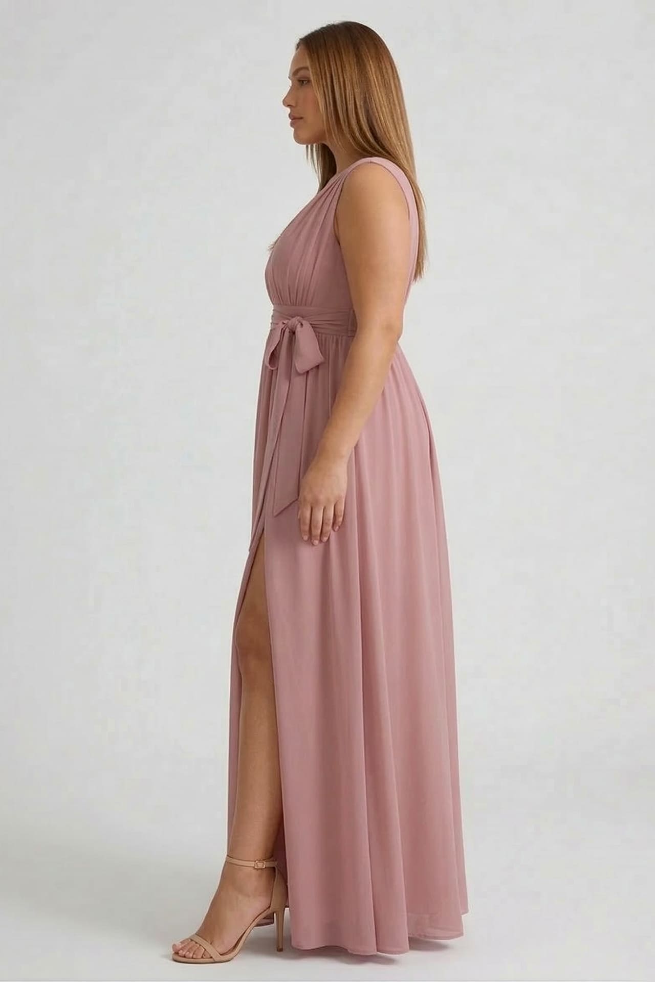 Amethyst Heaven V-Neck Bridesmaid Dress – Elegant Formal Maxi Gown