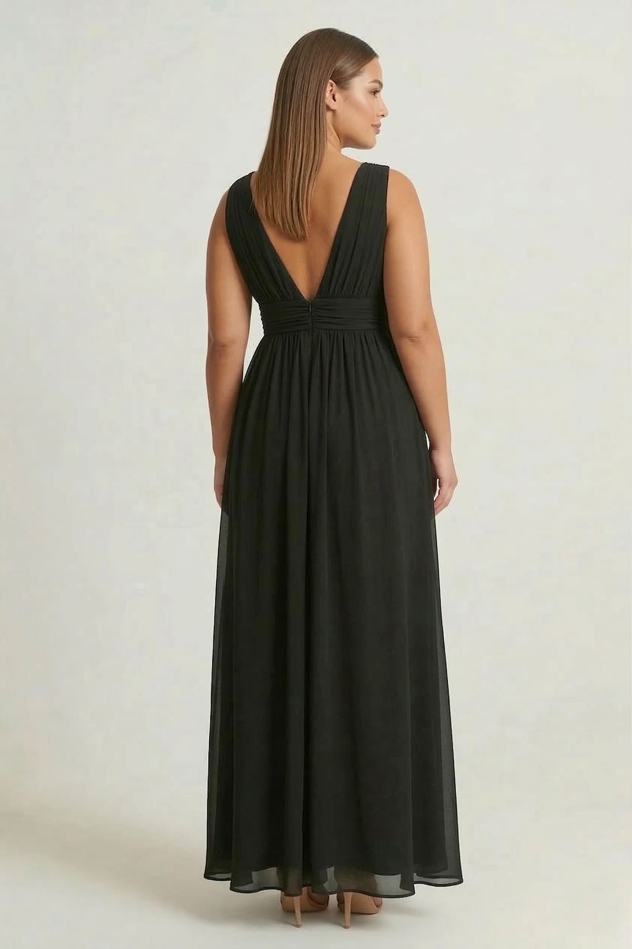 Black Heaven V-Neck Bridesmaid Dress – Elegant Formal Maxi Gown