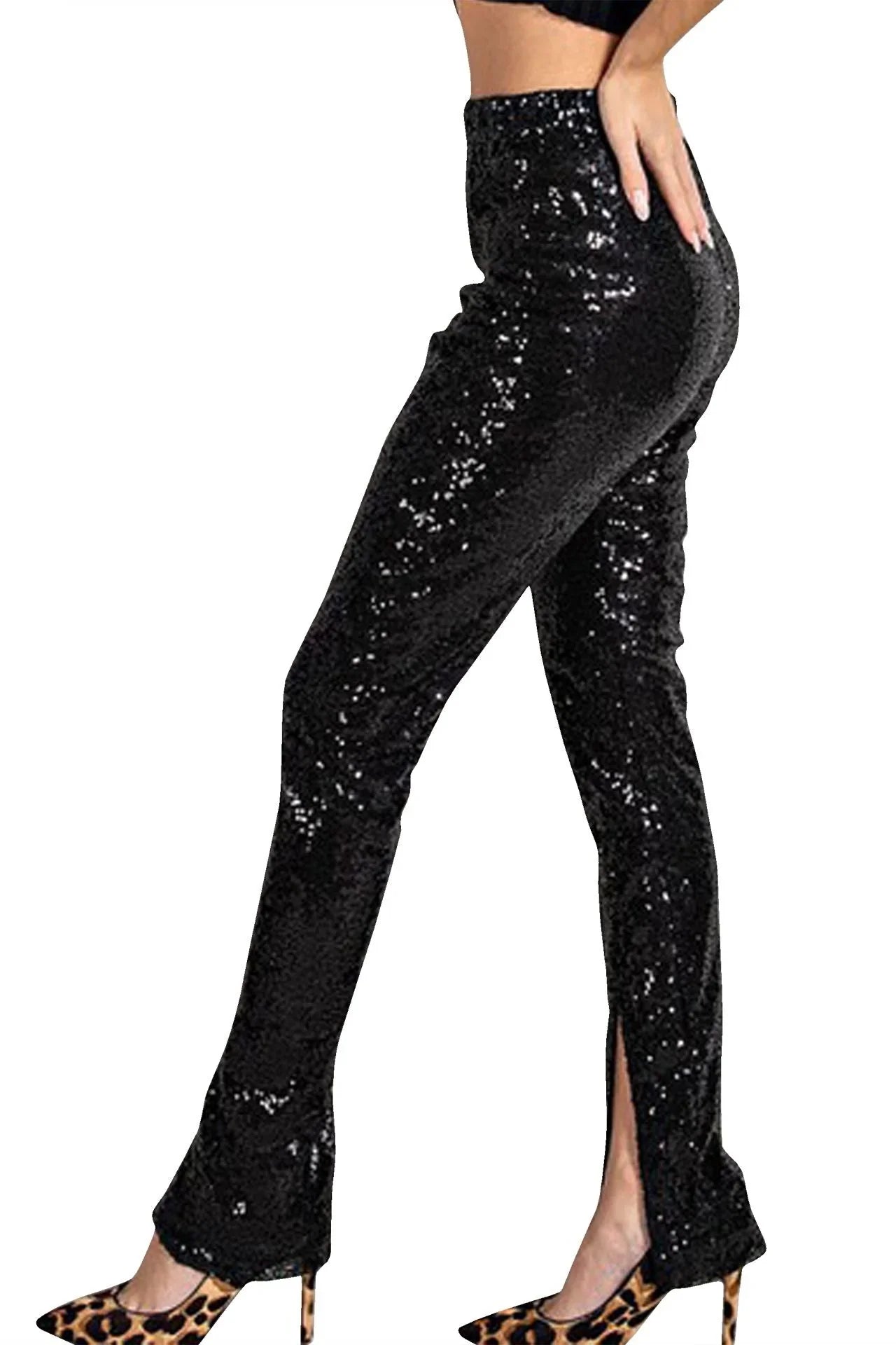 Black Sequin Pants For Women