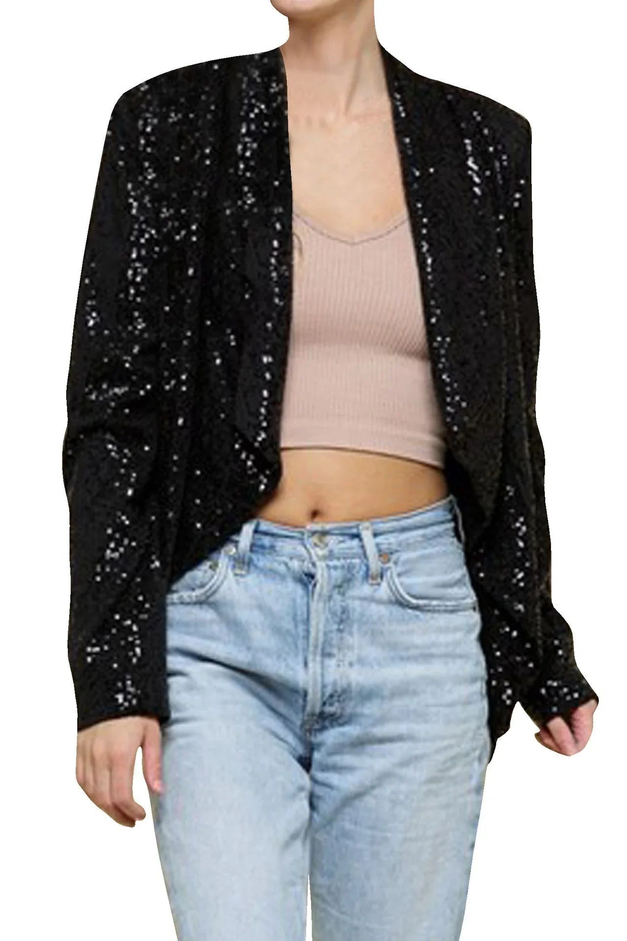 Black Sequin Jacket For Women