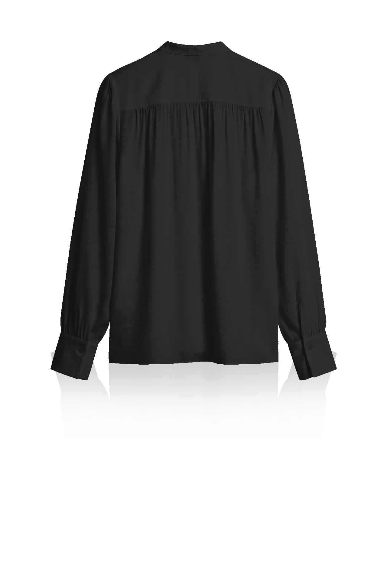 Black Satin Scarf Tie-Neck Blouse
