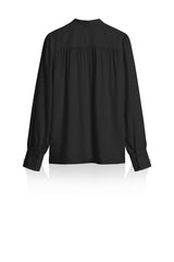 Black Satin Scarf Tie-Neck Blouse