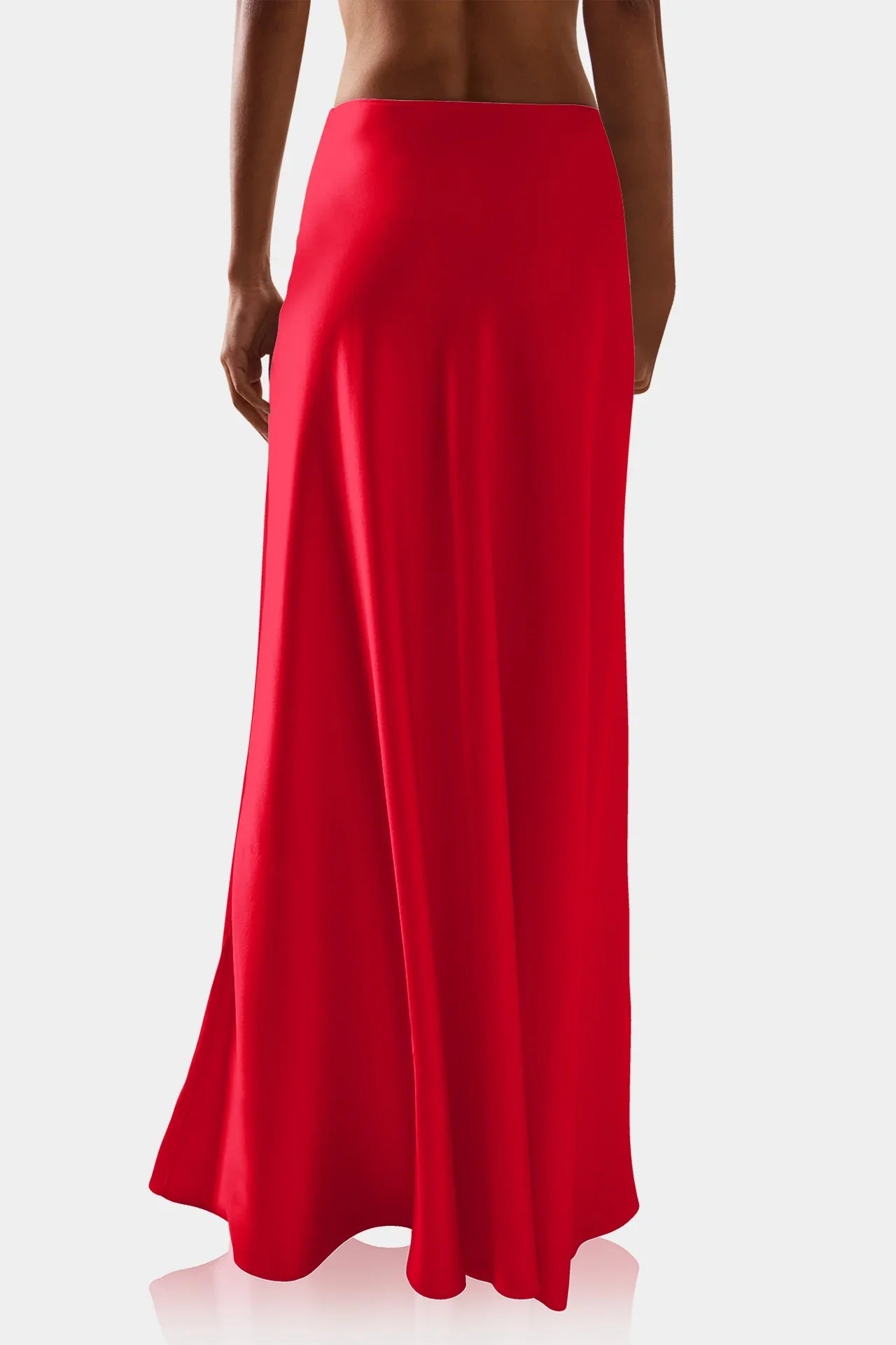 Antonia Red Silk Skirt -Women's Silk-Blend Bias-Cut Skirt