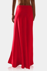 Antonia Red Silk Skirt -Women's Silk-Blend Bias-Cut Skirt