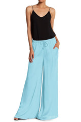 Aqua Blue Pants Wide Leg High Waist