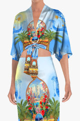 Blue Summer Wrap Top for Women