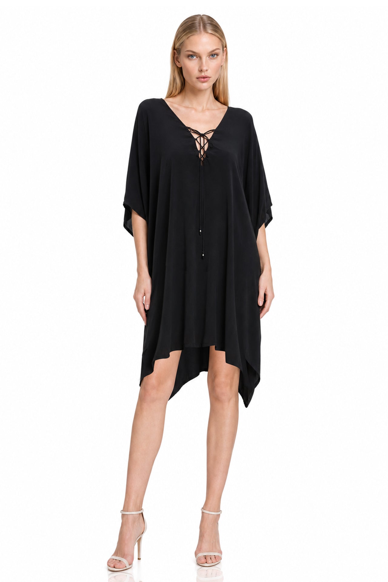 Black Silk Kaftan Dress – Timeless Luxury for Evening & Resort Wear