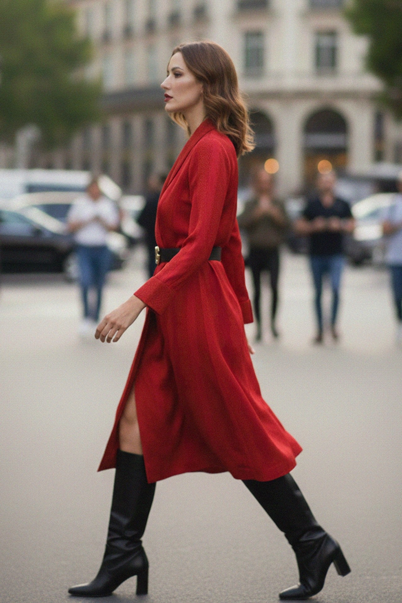 Biodegradable Sustainable Silk Long Robe Dress in Blood Stone