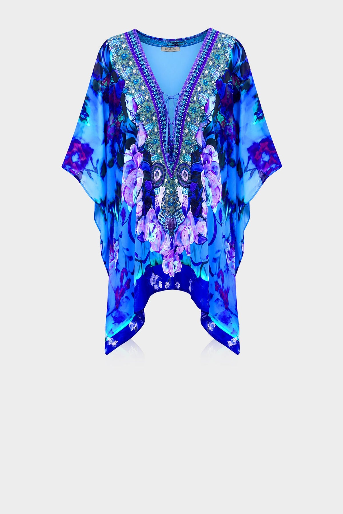 Blue Kaftan Tops floral prints