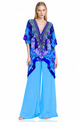 Blue Kaftan Tops floral prints
