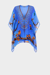 blue Caftan Tops floral print