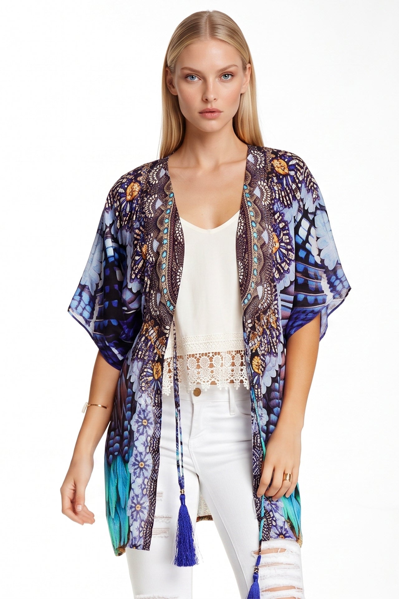 Blue Front Open Kaftan