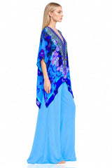 Blue Kaftan Tops floral prints
