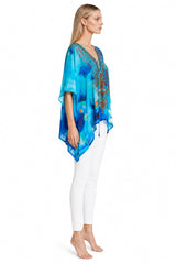 Blue Kaftan Top in floral print