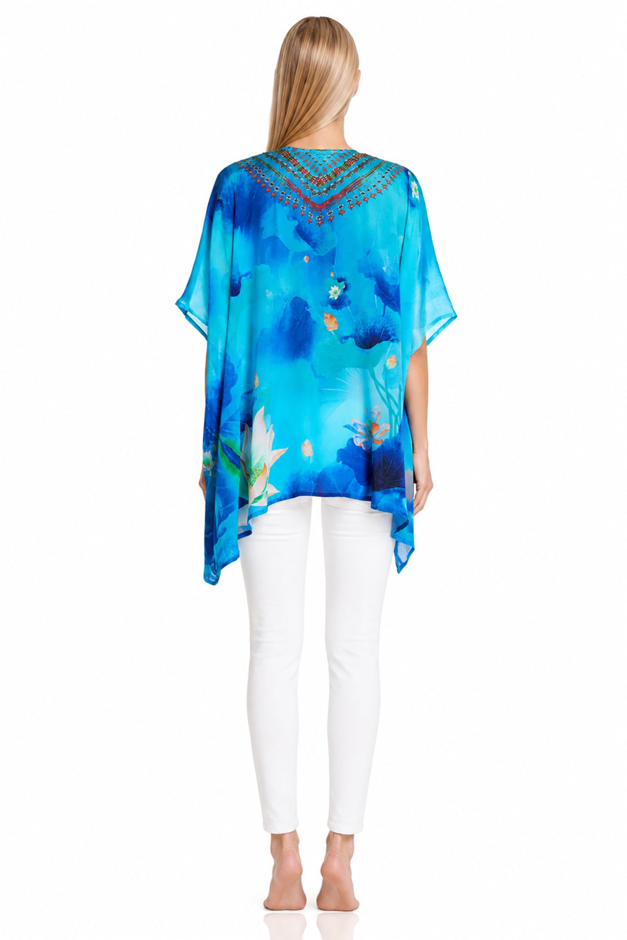 Blue Kaftan Top in floral print