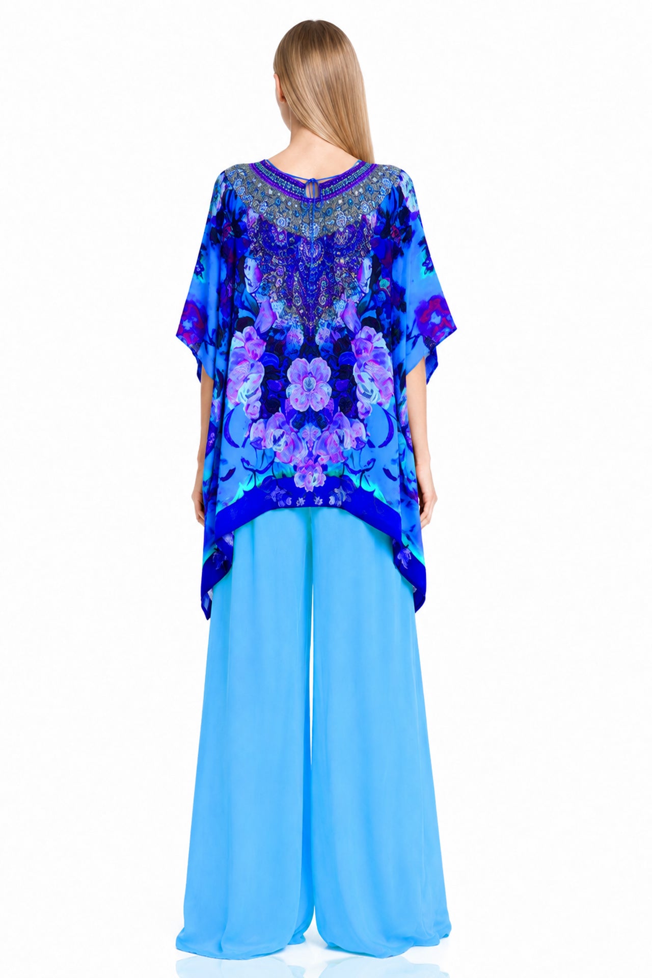Blue Kaftan Tops floral prints