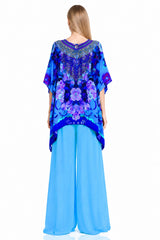 Blue Kaftan Tops floral prints