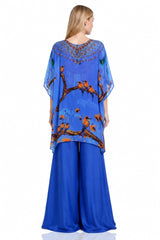 blue Caftan Tops floral print