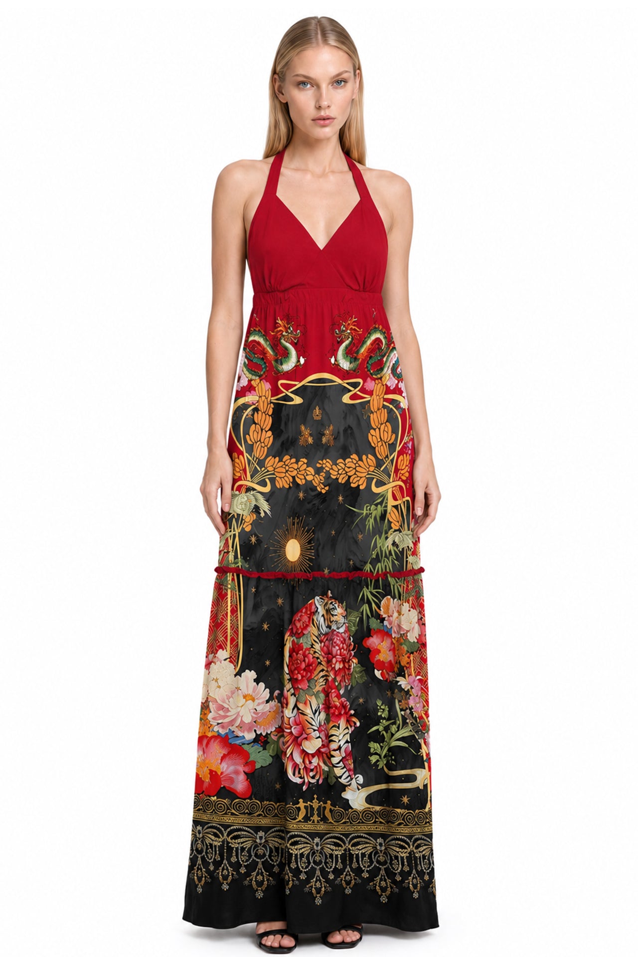 Animal Print Red Halter Dresses