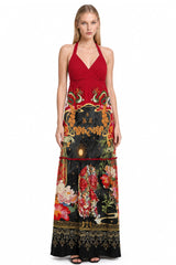 Animal Print Red Halter Dresses