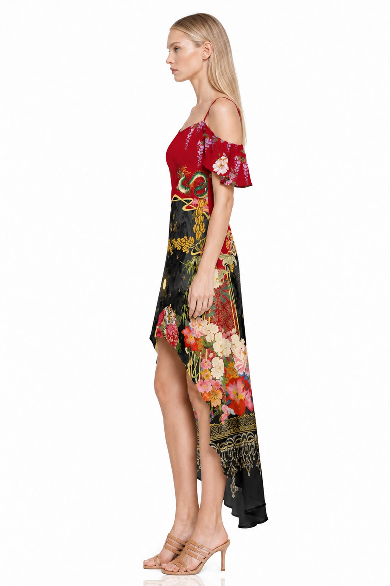 Animal Print Red High Low Dresses