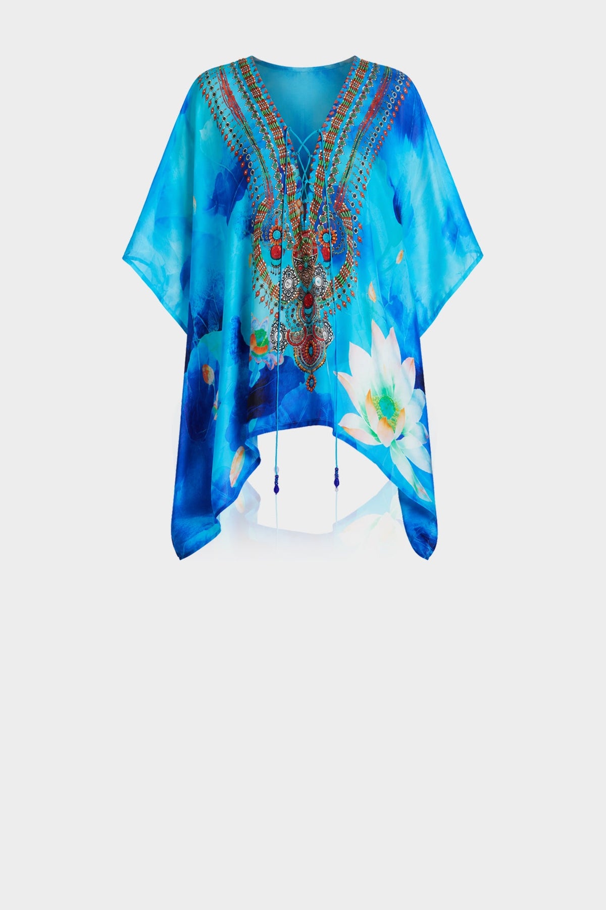 Blue Kaftan Top in floral print