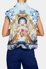 Blue Sleeveless Cute Print Shirts