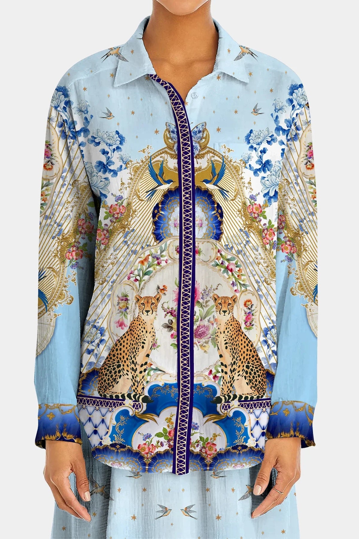 Blue Long Sleeve Shirts Women