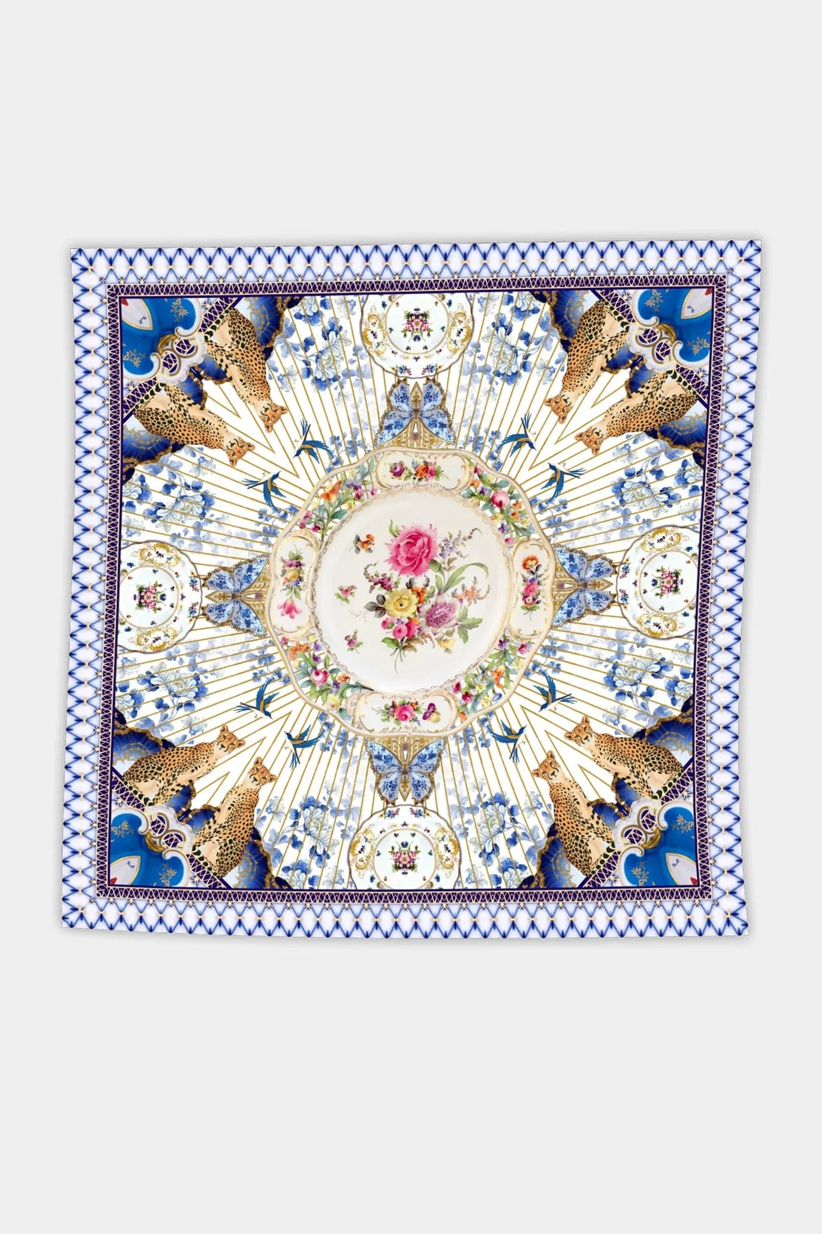 Blue designer Silk Head Scarf