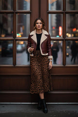 Animal Print Brown Knee Length Pencil Skirt