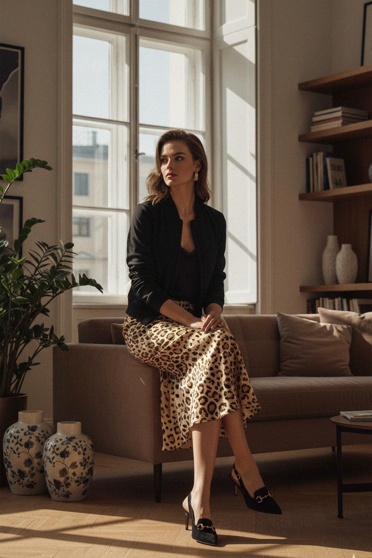 Animal Print Summer Midi Skirt