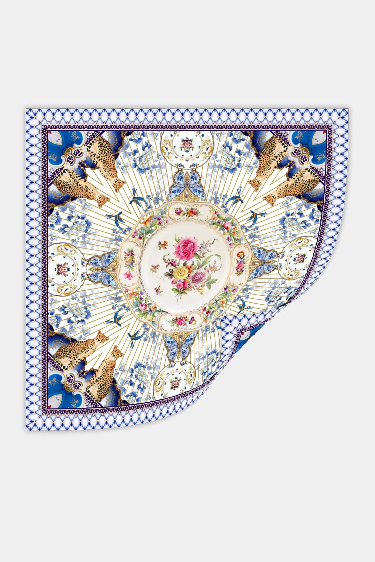 Blue designer Silk Head Scarf