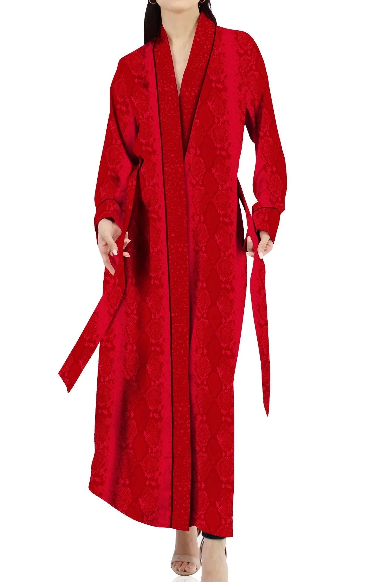 Biodegradable Sustainable Silk Long Robe Dress in Blood Stone