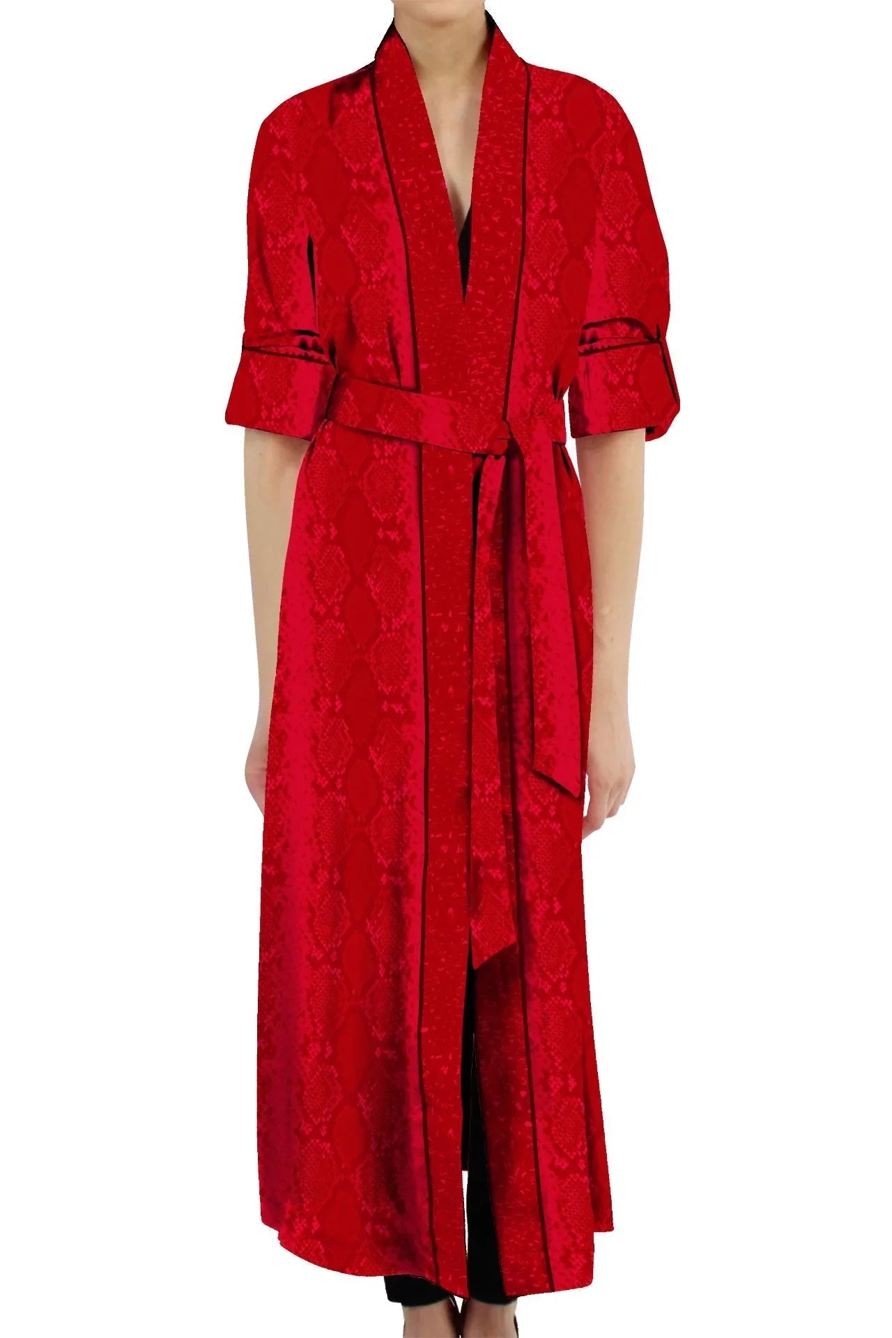 Biodegradable Sustainable Silk Long Robe Dress in Blood Stone