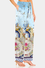Blue Straight Leg Dress Pants