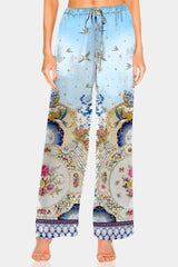 Blue Straight Leg Dress Pants