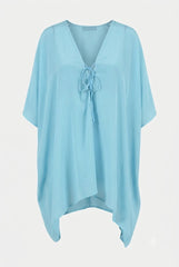Aqua Blue Viscose Silk Kaftan Top