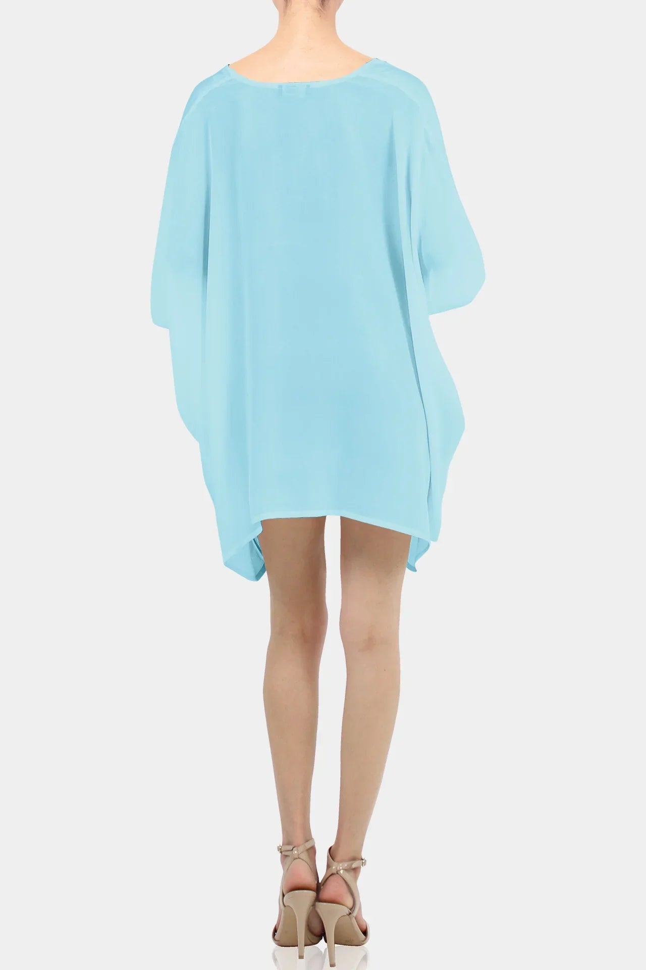 Aqua Blue Viscose Silk Kaftan Top