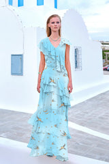 Blue Long Ruffle Dress