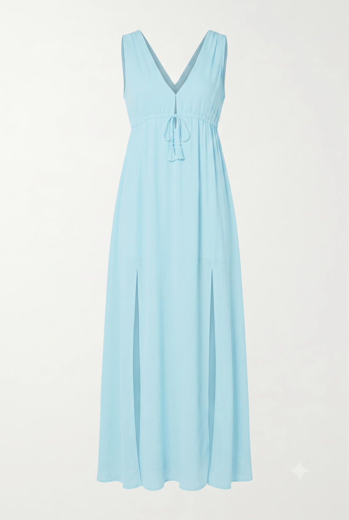 Aqua Blue Plunge Neck Dress