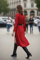 Biodegradable Sustainable Silk Long Robe Dress in Blood Stone