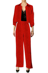 Biodegradable Fabrics Matching Suit Set in Blood Stone