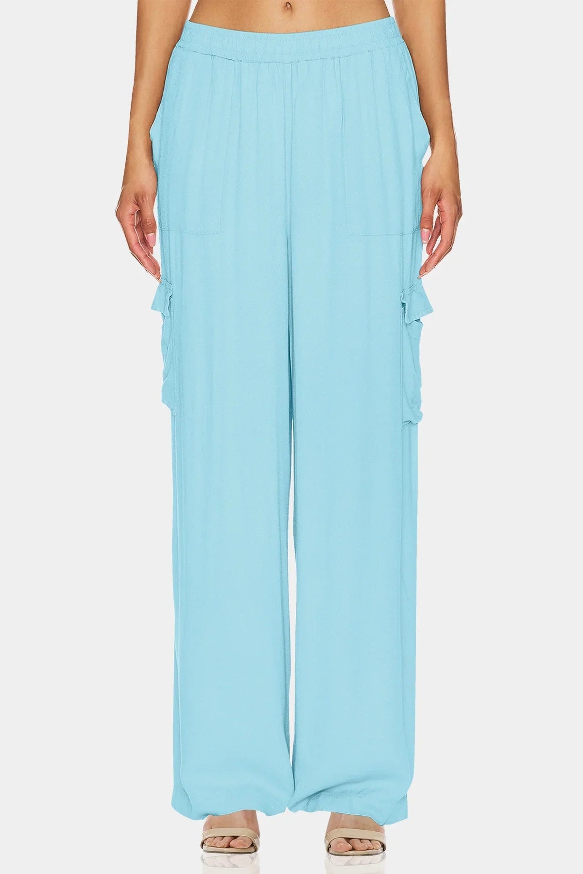 Aqua Blue Wide Leg Plazzo Pants